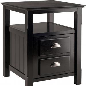 Retro Bedside Table for Bedroom, Nightstand with Storage Drawer Wood Legs