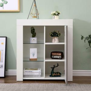 Design Hardwood Glass Wall Mounted white Storage Curio Cabinet