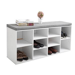 White Shoe Storage Cube wooden shoe storage bench with Cushion