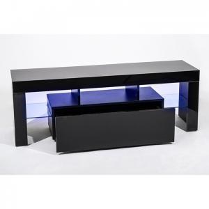 High Gloss TV Stand with LED Light Shelves Console Furniture Lights TV Console
