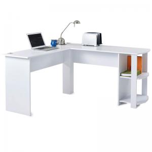 L-Shaped Computer Desk and Writing Desk Bundle Industrial Corner desk with shelf