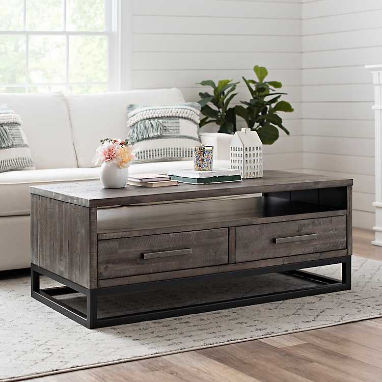 wood and grey coffee table