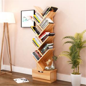 Floor Stand Bookcase with Wood Shelf for Living room,Rustic Brown Tree Bookshelf
