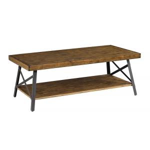 Rustic Industrial Solid Wood and Steel Coffee Table with Open Shelf