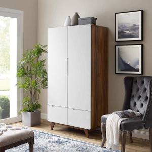 Mid-century modern Wardrobe Clothes Storage Organizer Closet with Hanging Rack